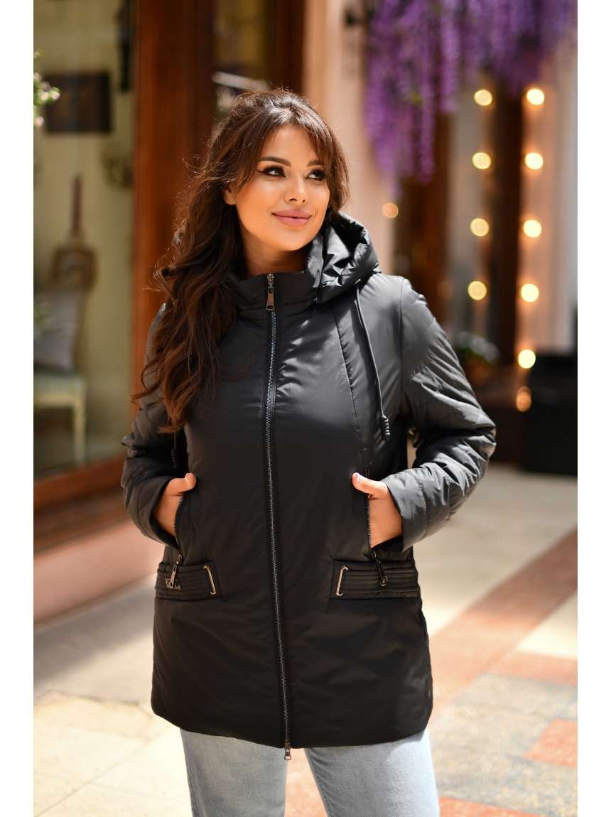 rosymonster/2way water proof coat（ブラック） Жіноча демісезонна коротка куртка великих розмірів Delfy 50 чорна